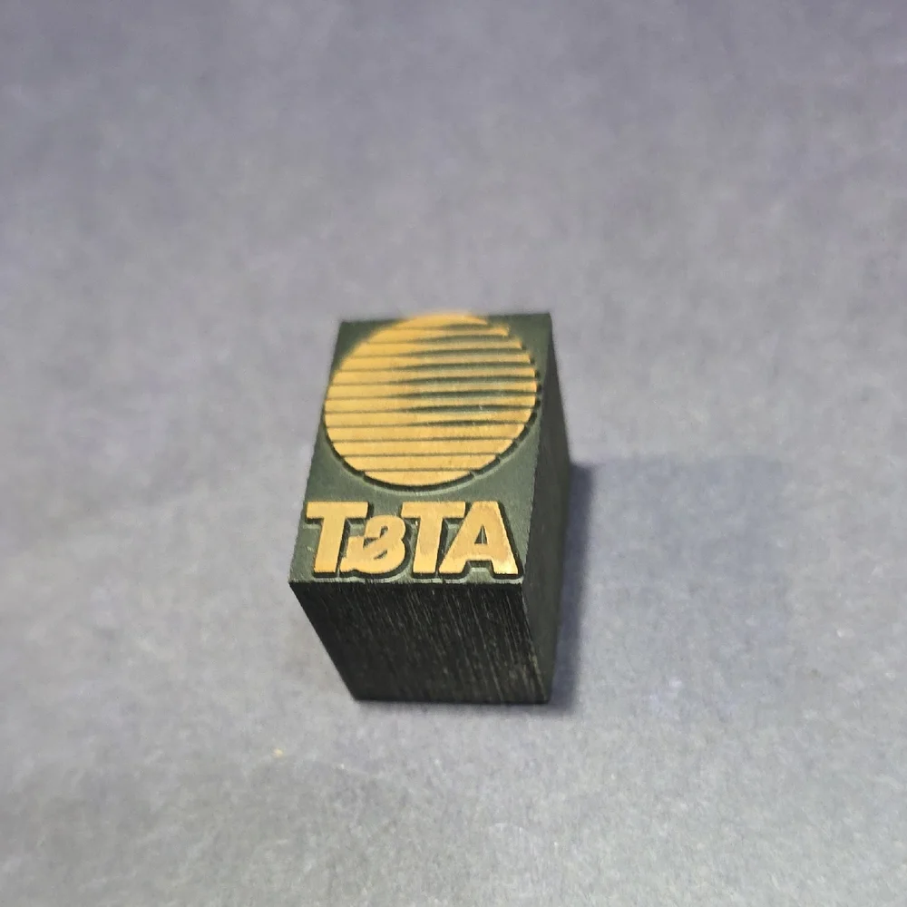 Vintage Wood-Mounted Letterpress Printing Block For‎ AT&T, Vintage 1980s